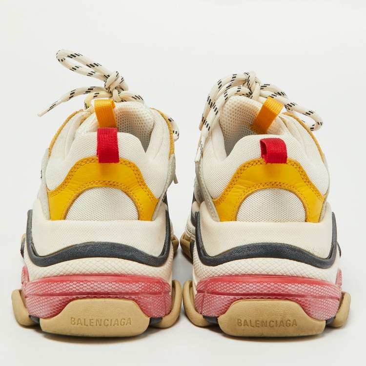 Pre Owned Balenciaga Tricolor Mesh and Leather Triple S Sneakers Size 39 
