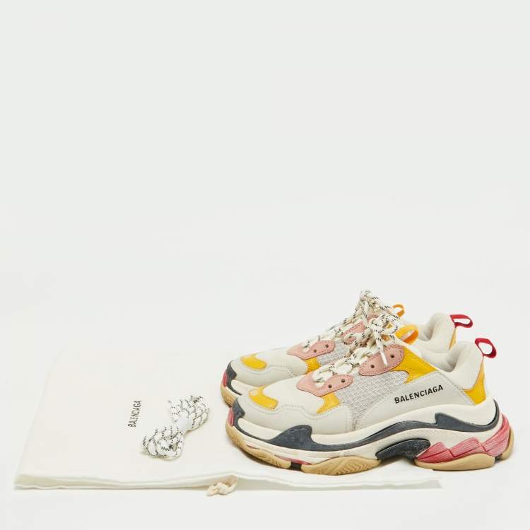 Pre Owned Balenciaga Tricolor Mesh and Leather Triple S Sneakers Size 39 