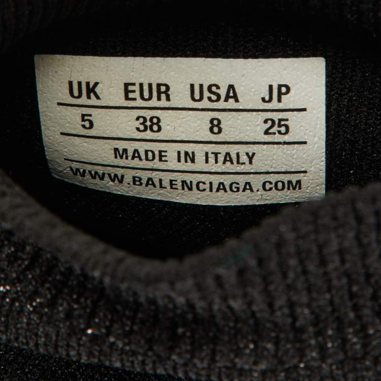Pre Owned Balenciaga Black Glitter Knit Fabric Speed Trainer Sneakers Size 38