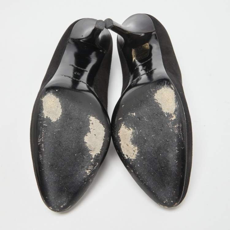 Pre Owned Balenciaga Black Suede Pumps Size 37