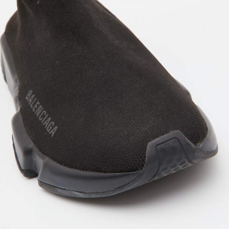 Pre Owned Balenciaga Black Knit Fabric Speed Trainer Sneakers Size 36