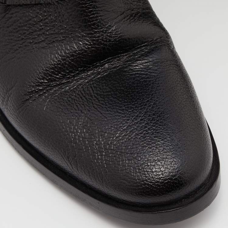 Pre Owned Balenciaga Black Leather Knee Length Boots Size 39