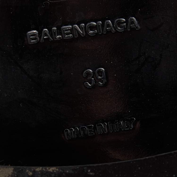 Pre Owned Balenciaga Black Leather Knee Length Boots Size 39