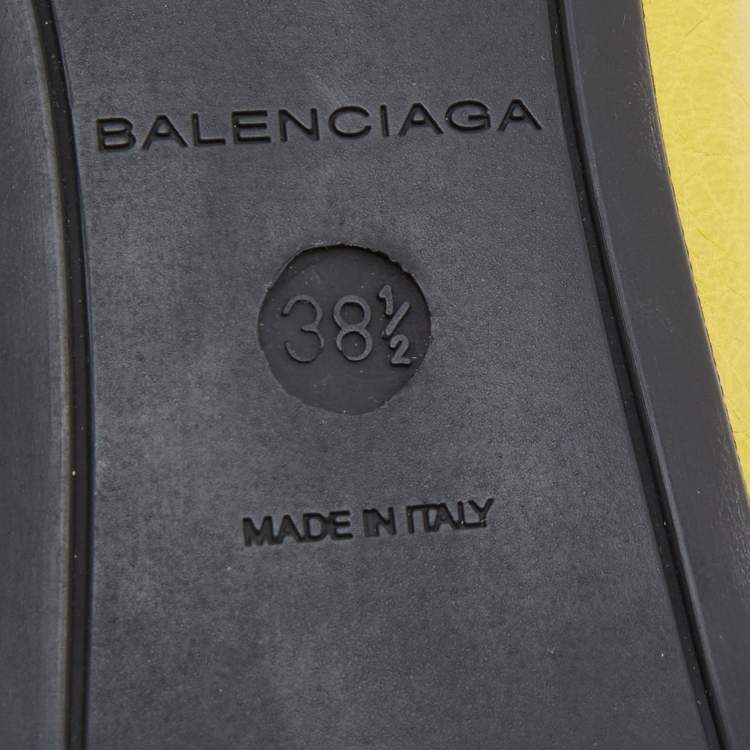 Pre Owned Balenciaga Curry Leather Arena Studded Ballet Flats Size 38.5