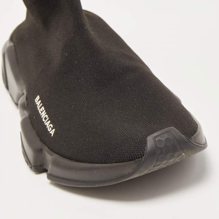 Pre Owned Balenciaga Black Knit Fabric Speed Trainer Sneakers Size 40