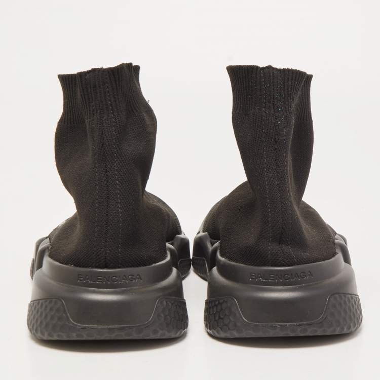 Pre Owned Balenciaga Black Knit Fabric Speed Trainer Sneakers Size 40