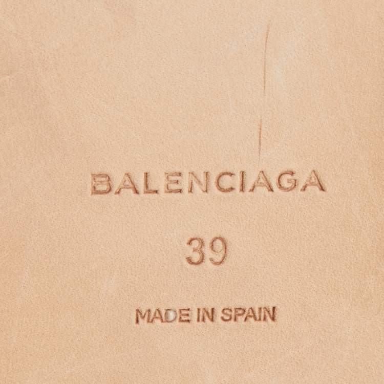 Pre Owned Balenciaga Black Leather and Mesh Espadrille Ankle Flat Sandals Size 39