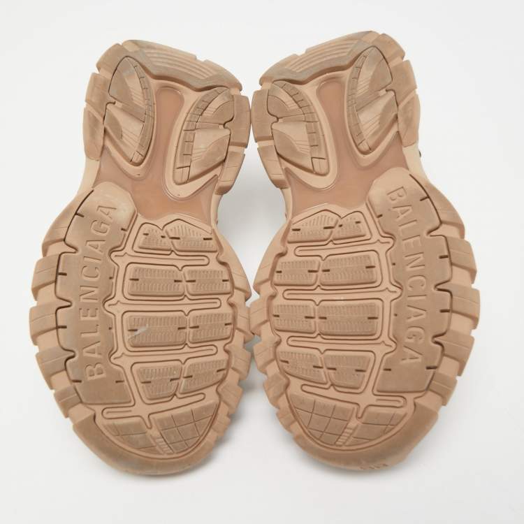 Pre Owned Balenciaga Beige Rubber and Leather Track Sandals Size 37