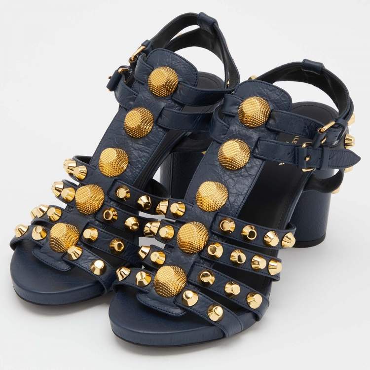 Black Studded Flared Heel Gladiator Sandals, Black from Missguided on 21  Buttons