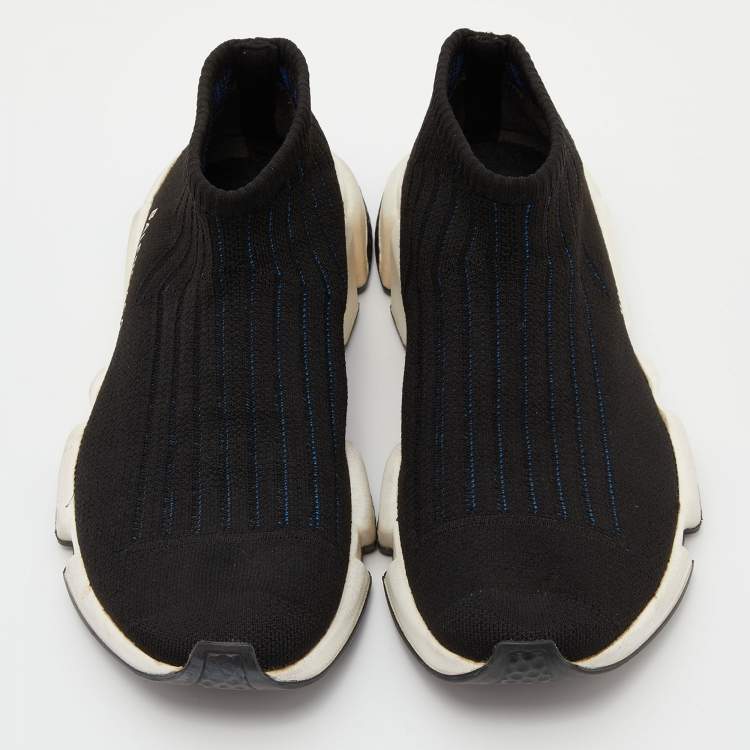 Pre Owned Balenciaga Black Knit Speed Trainer Slip On Sneakers Size 39