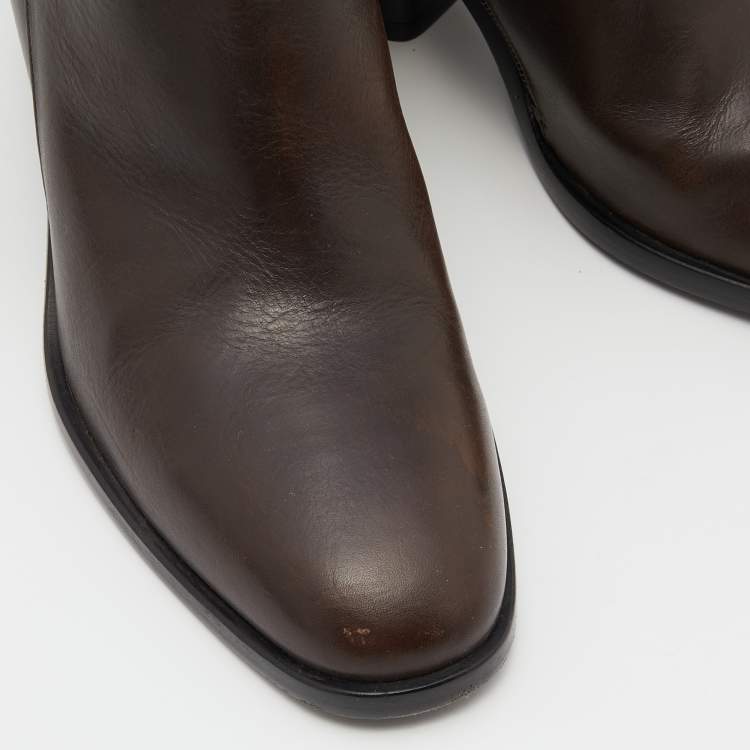 Pre Owned Balenciaga Brown Leather Ankle Boots Size 40