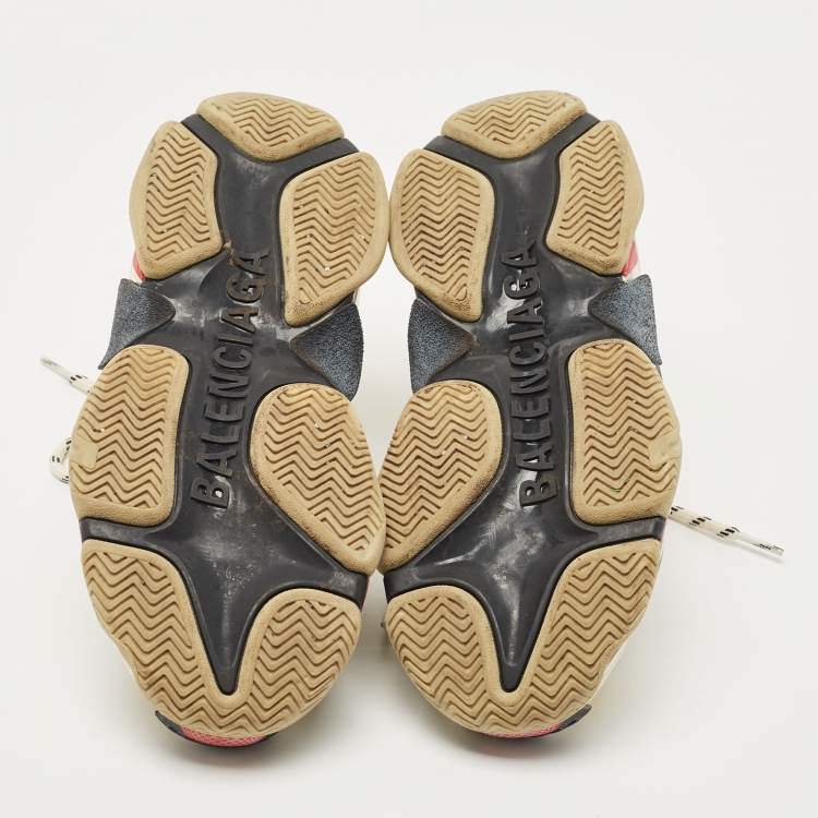 Pre Owned Balenciaga Tri Color Leather and Mesh Triple S Sneakers Size 37