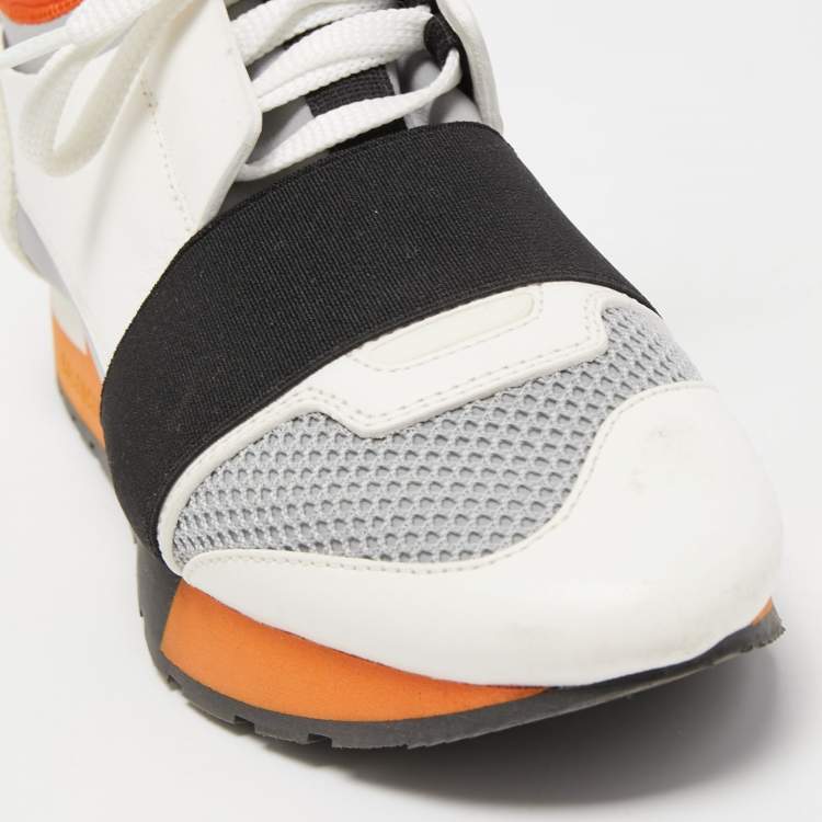 Pre Owned Balenciaga Tricolor Leather and Mesh Race Runner Sneakers Size 36
