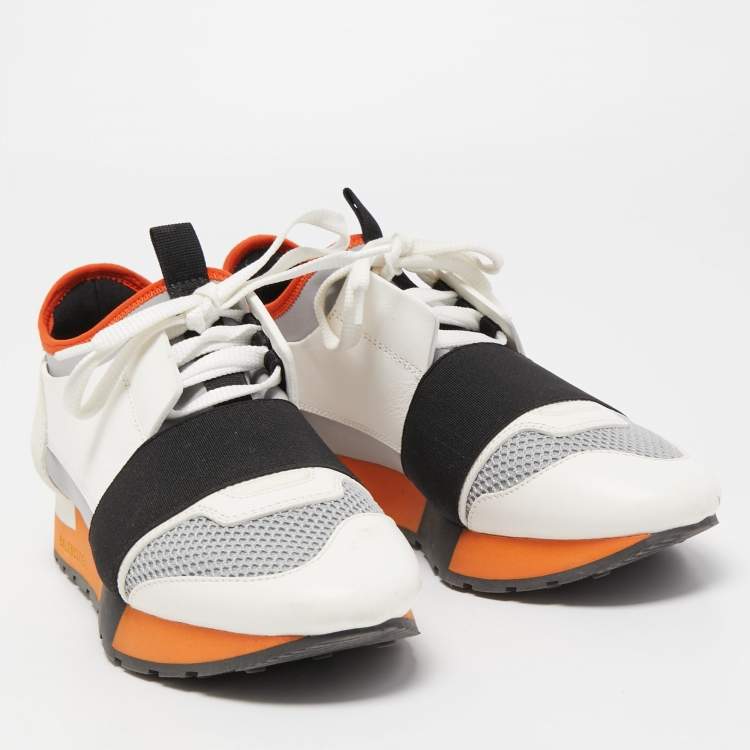 Pre Owned Balenciaga Tricolor Leather and Mesh Race Runner Sneakers Size 36