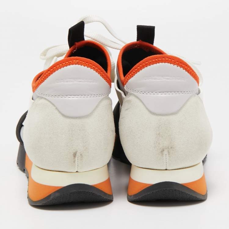 Pre Owned Balenciaga Tricolor Leather and Mesh Race Runner Sneakers Size 36