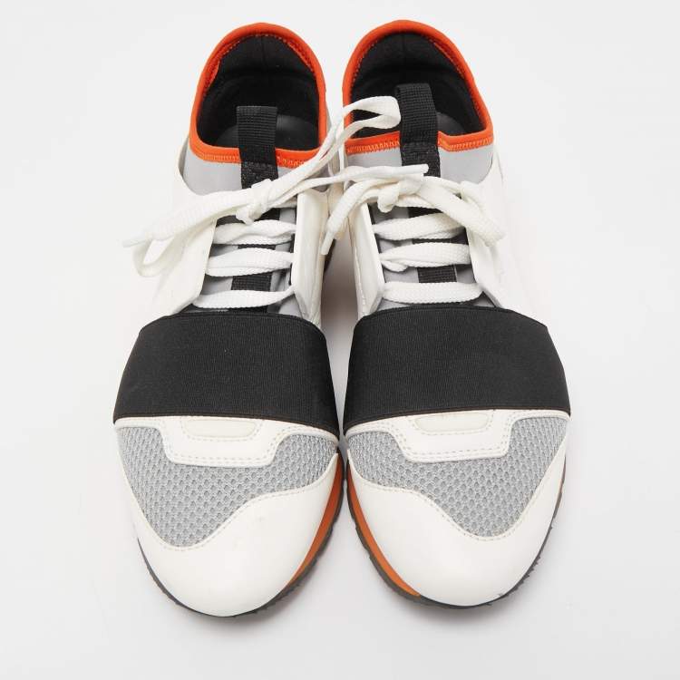 Pre Owned Balenciaga Tricolor Leather and Mesh Race Runner Sneakers Size 36