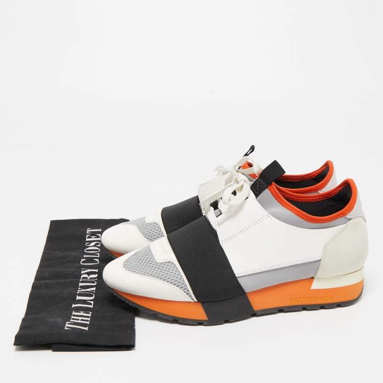 Pre Owned Balenciaga Tricolor Leather and Mesh Race Runner Sneakers Size 36