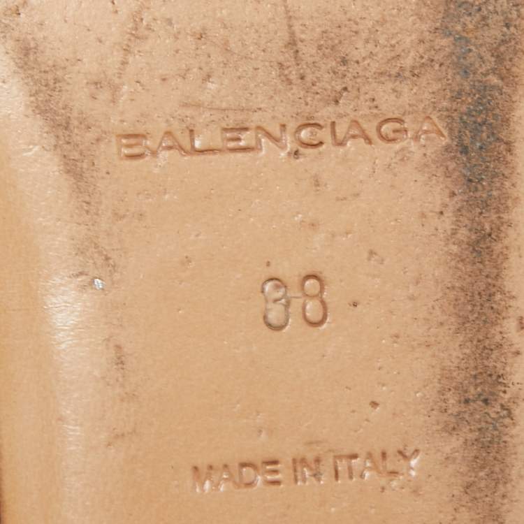 مملوكة مسبقًا Balenciaga Blue Leather Arena Ballet Flats Size 38