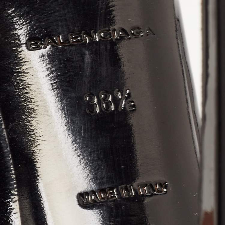 Pre Owned Balenciaga Black Patent and Leather Bow Pumps Size 38.5