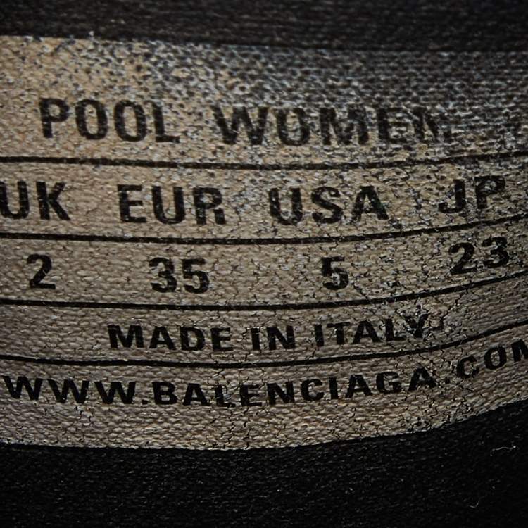 Pre Owned Balenciaga Black Rubber Logo Flat Slides Size 35