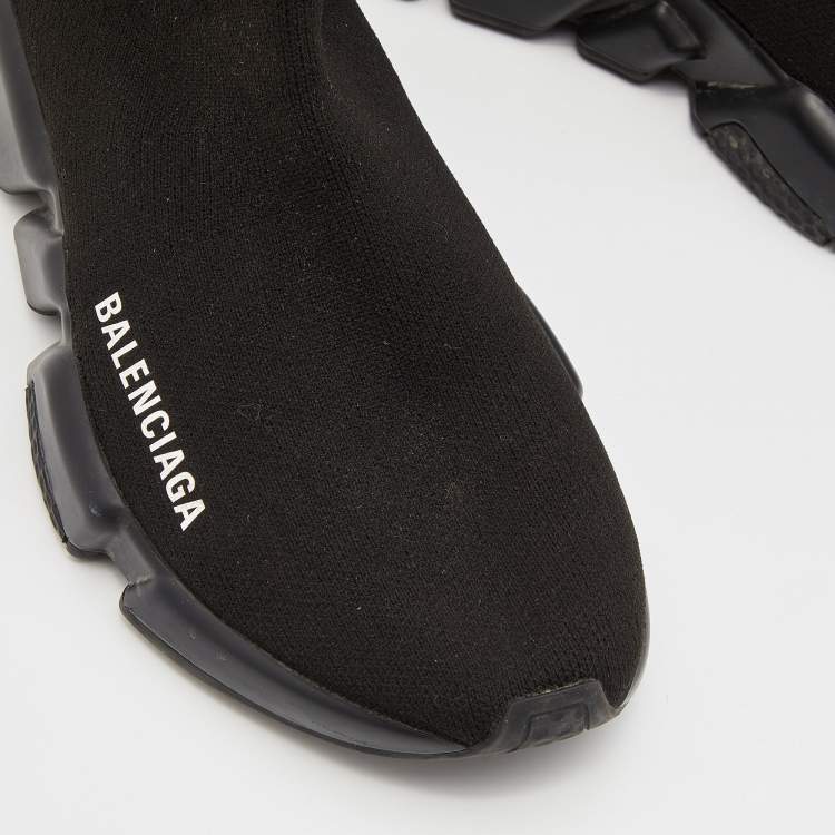 Pre Owned Balenciaga Black Knit Fabric Speed Trainer Sneakers Size 35
