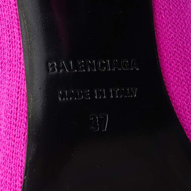 Pre Owned Balenciaga Pink Knit Fabric Pointed Toe Pumps Size 37