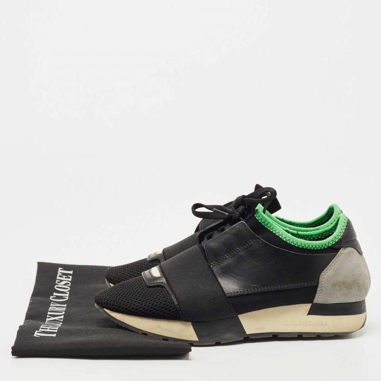 Pre Owned Balenciaga Tri Color Leather and Mesh Race Runner Sneakers Size 36