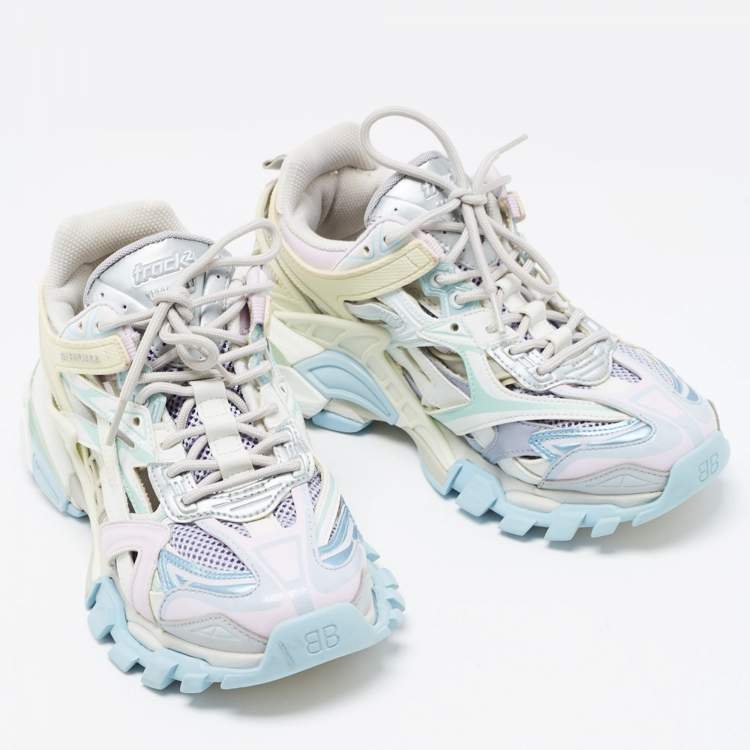 Pre Owned Balenciaga Multicolour Leather and Mesh Track 2 Low Top Sneakers Size 39