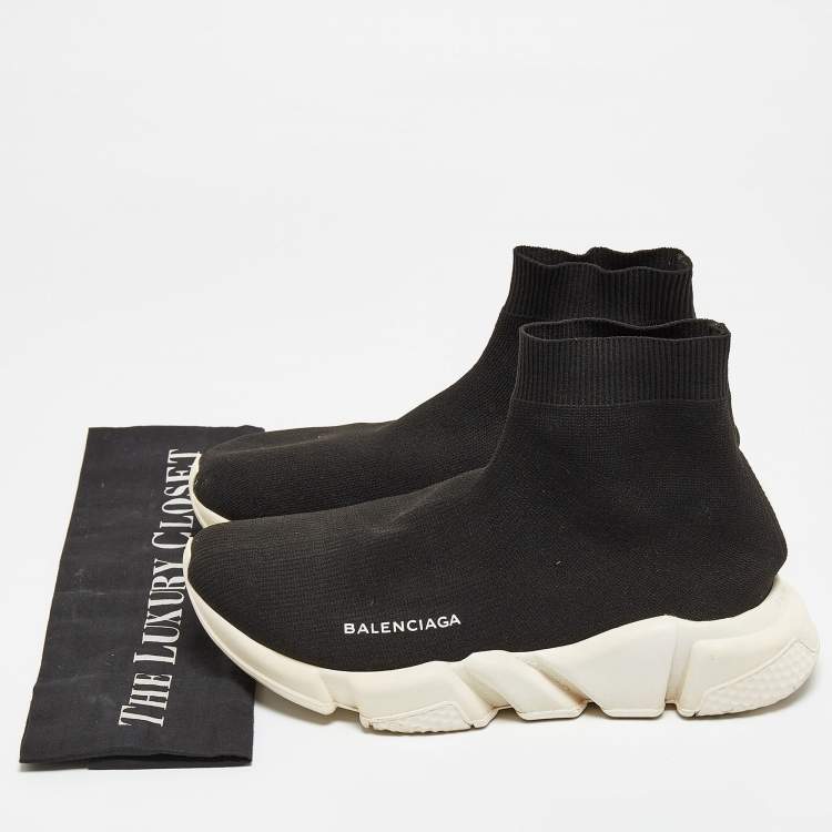 Pre Owned Balenciaga Black Knit Fabric Speed Trainer Sneakers Size 40