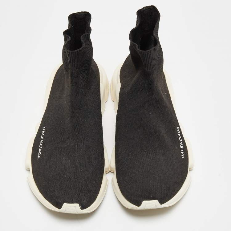 Pre Owned Balenciaga Black Knit Fabric Speed Trainer Sneakers Size 40