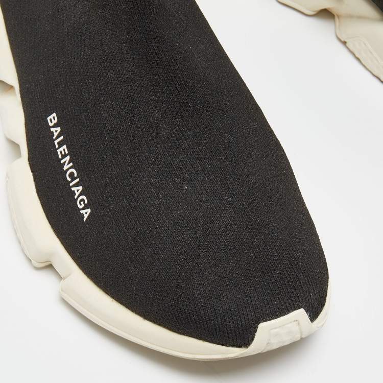 Pre Owned Balenciaga Black Knit Fabric Speed Trainer Sneakers Size 40