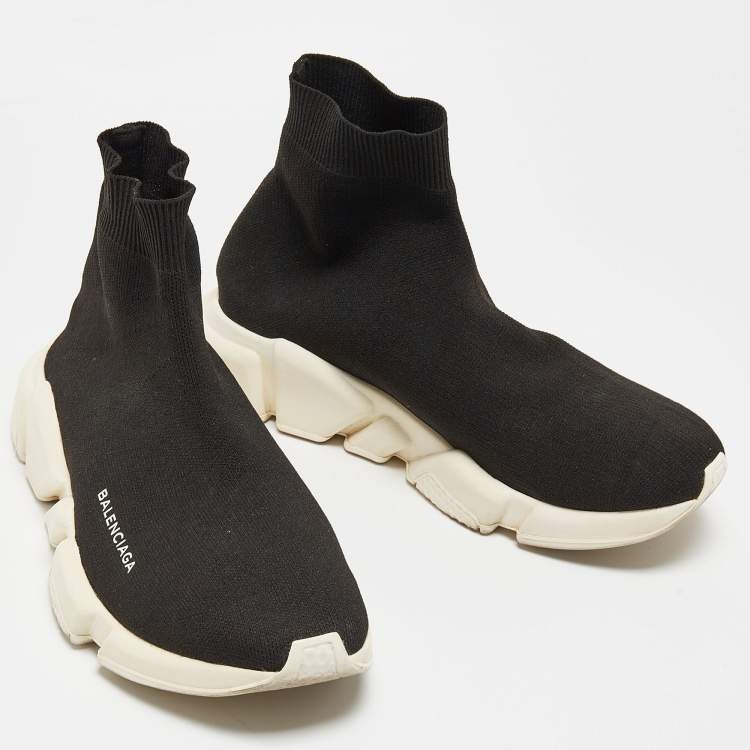 Pre Owned Balenciaga Black Knit Fabric Speed Trainer Sneakers Size 40