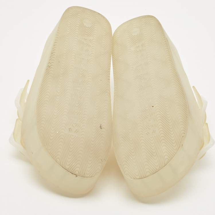 Pre Owned Balenciaga Transparent Rubber Logo Slides Size 36