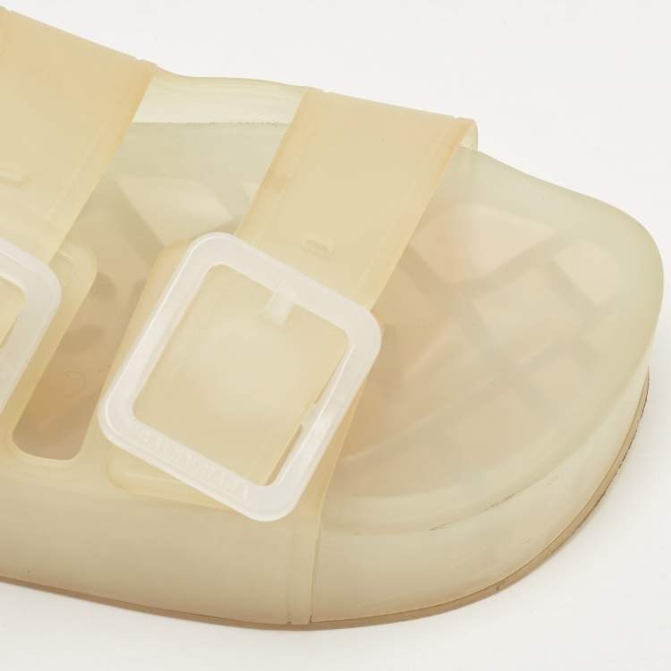 Pre Owned Balenciaga Transparent Rubber Logo Slides Size 36