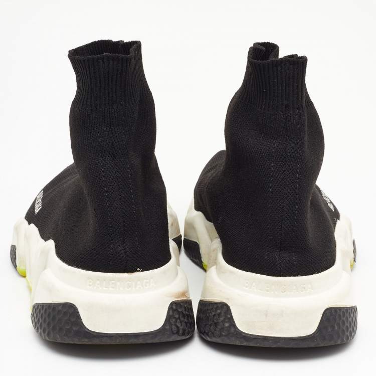 Pre Owned Balenciaga Black Knit Fabric Speed Trainer Sneakers Size 38