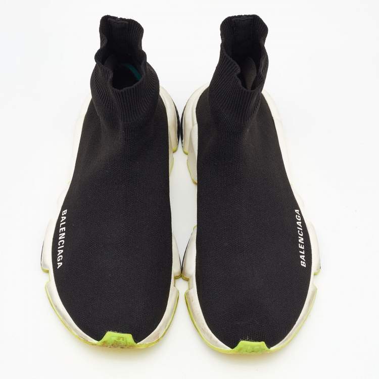 Pre Owned Balenciaga Black Knit Fabric Speed Trainer Sneakers Size 38
