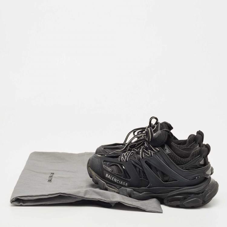 Pre Owned Balenciaga Black Rubber and Mesh Track 2 Low Top Sneakers Size 35