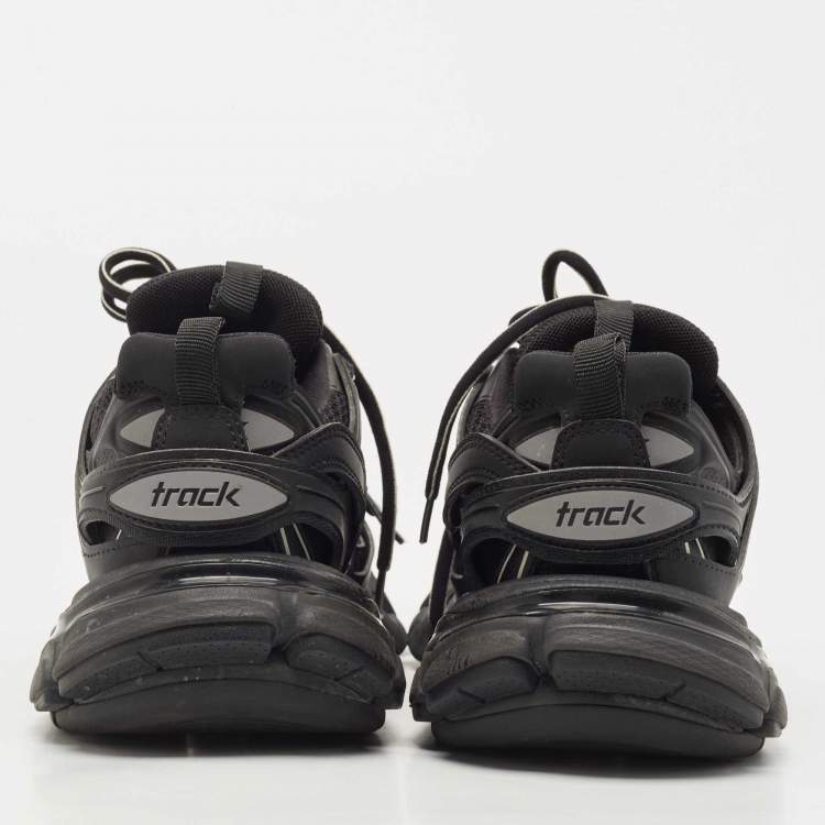 Pre Owned Balenciaga Black Rubber and Mesh Track 2 Low Top Sneakers Size 35