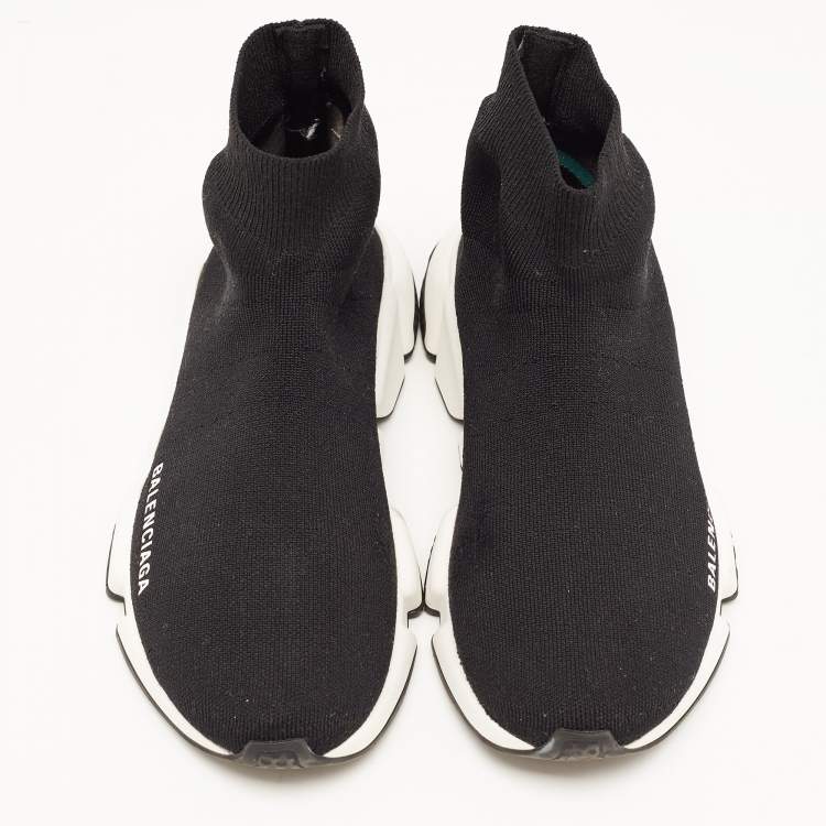 Pre Owned Balenciaga Black Knit Fabric Speed Trainer Sneakers Size 35