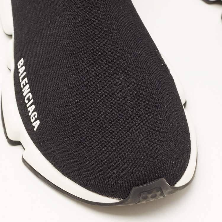 Pre Owned Balenciaga Black Knit Fabric Speed Trainer Sneakers Size 35