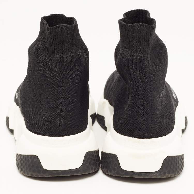 Pre Owned Balenciaga Black Knit Fabric Speed Trainer Sneakers Size 35