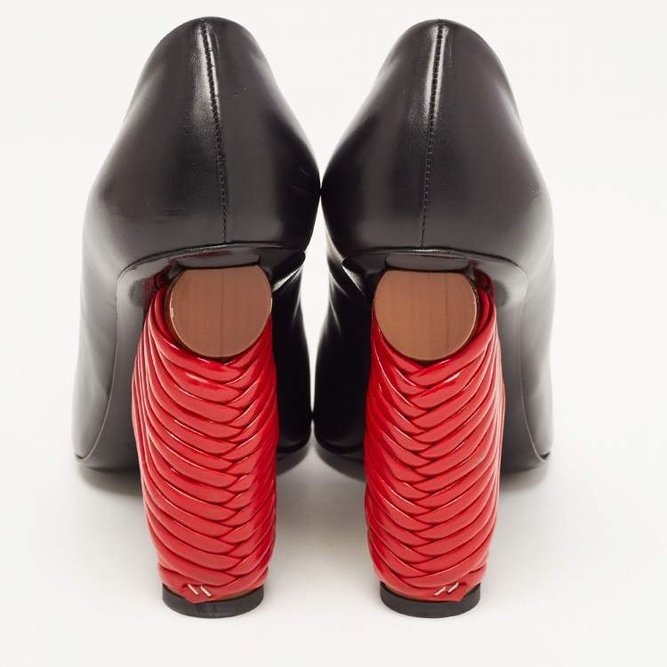 Pre Owned Balenciaga Black Leather Bistrot Pumps Size 38
