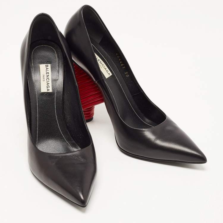 Pre Owned Balenciaga Black Leather Bistrot Pumps Size 38