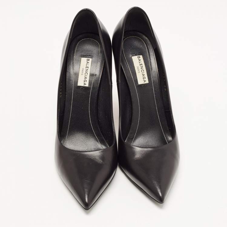 Pre Owned Balenciaga Black Leather Bistrot Pumps Size 38