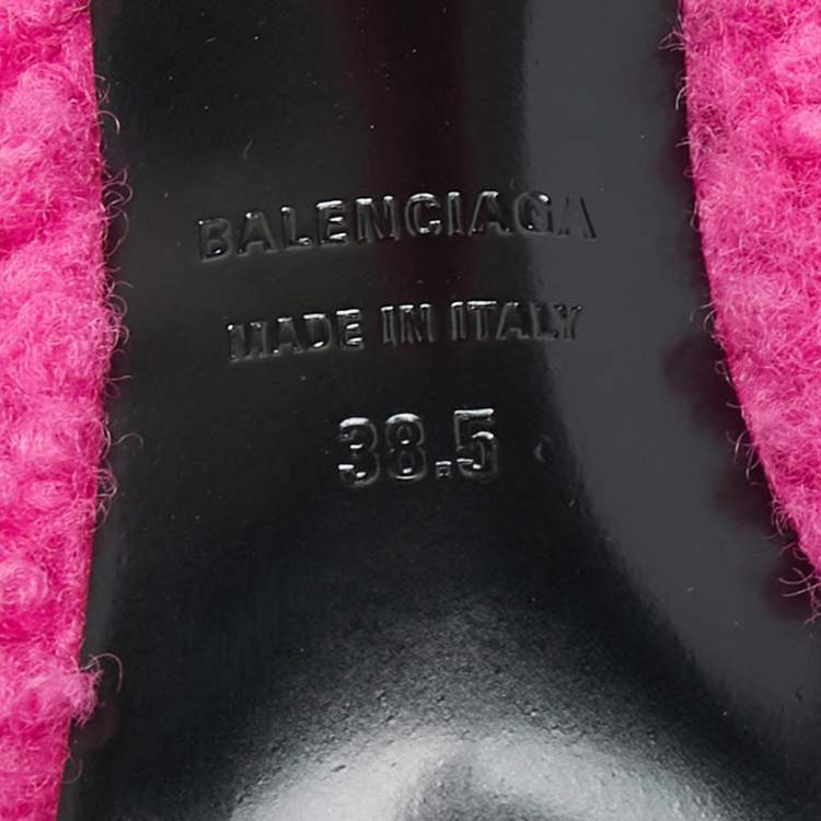 Pre Owned Balenciaga Pink Shealing Fur Knife Pumps Size 38.5