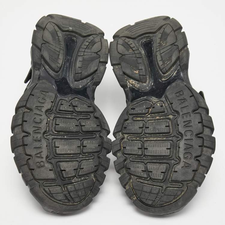 Pre Owned Balenciaga Black Leather Track Sandals Size 37