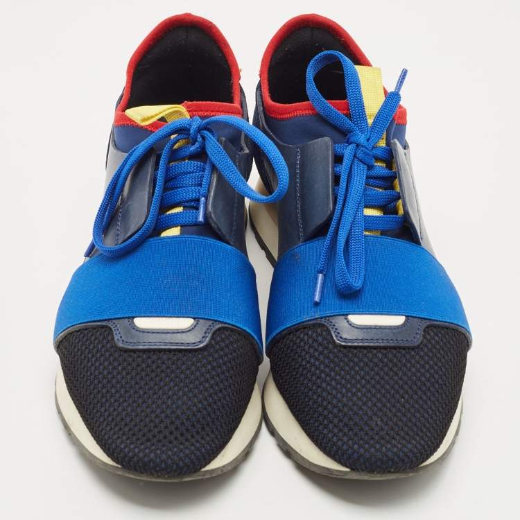 Pre Owned Balenciaga Multicolor Leather and Mesh Race Runner Sneakers Size 39