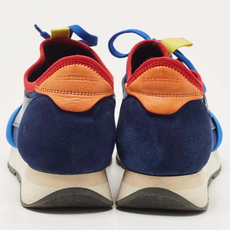 Pre Owned Balenciaga Multicolor Leather and Mesh Race Runner Sneakers Size 39