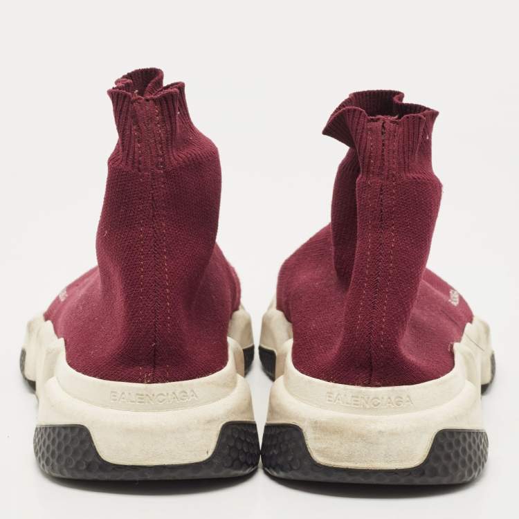Pre Owned Balenciaga Purple Knit Fabric Speed Trainer Sneakers Size 41