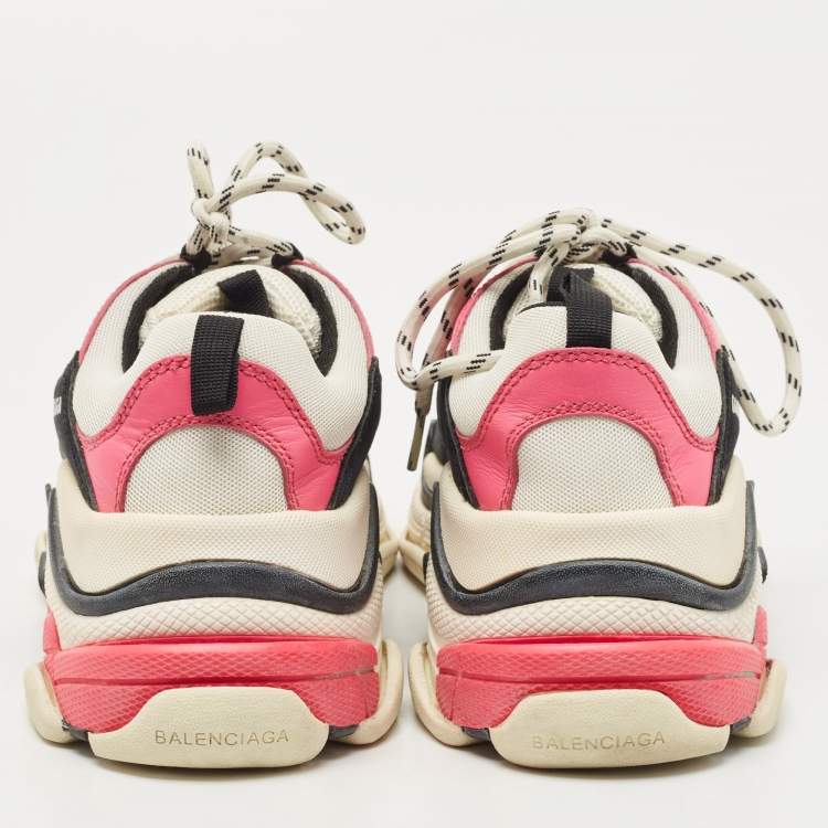 Pre Owned Balenciaga Tricolor Leather and Mesh Triple S Sneakers Size 39